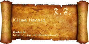 Klima Harald névjegykártya